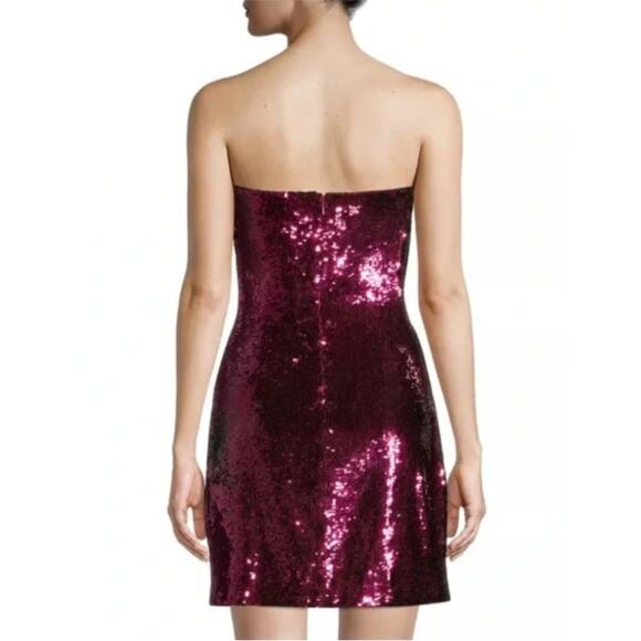 Ramy Brook Skyla Sequined Strapless Mini Dress Plum Berry 2 NWT Burgundy - Picture 2 of 6
